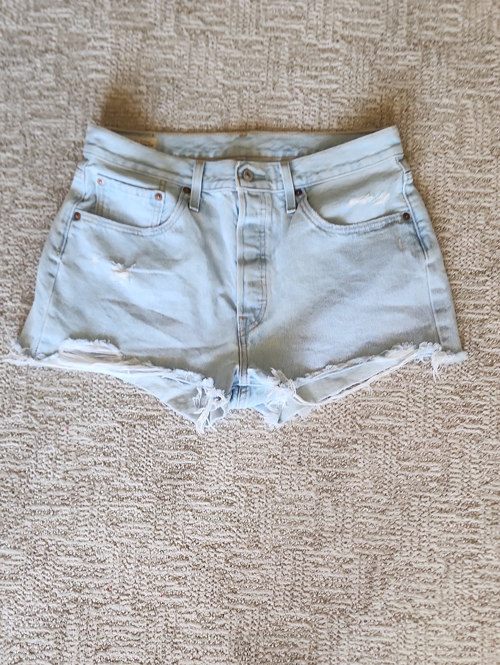 Levi's Light Blue Distressed Cutoff Jean Shorts